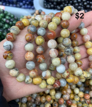 8mm yellow crazy lace agate bracelet