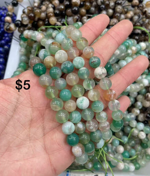 8mm green flower agate bracelet