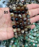 8mm black flower agate bracelet