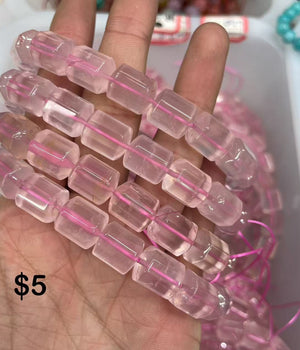 rose quartz barrel bracelet
