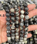 8mm black vein jasper