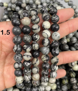 8mm black vein jasper