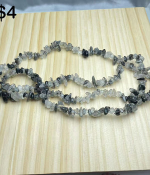 Black Rutilated Quartz chips string